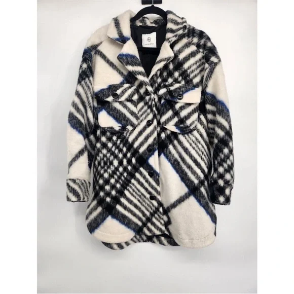 ANINE BING Oakley oversized checked brushed Shirt Jacket size S - Picture 3 of 6